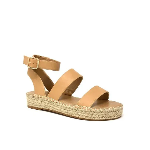 FINAL PRICE! Butterscotch Tan Platform Espadrille Sandals - Picture 4 of 6